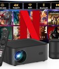 HAPPRUN Smart Projector with WiFi and Bluetooth – Netflix-Certified, 400 ANSI, Native 1080P, Dolby Audio