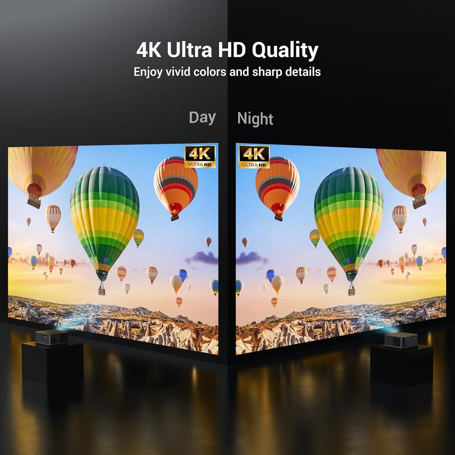 HAPPRUN 4K Heimprojektor mit WiFi 6 und Bluetooth 5.2 (300", 1500 ANSI)