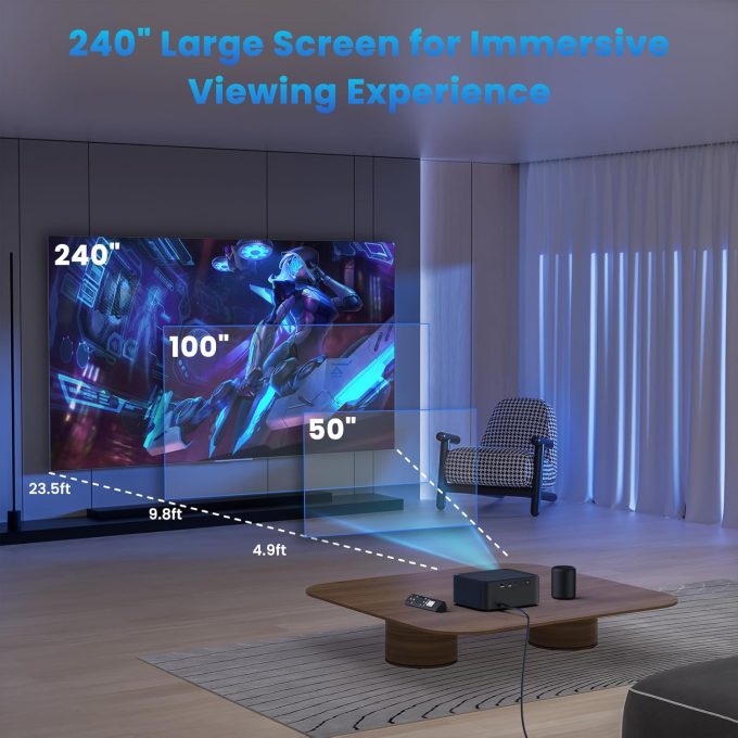 HAPPRUN Smart Projector with WiFi and Bluetooth – Netflix-Certified, 400 ANSI, Native 1080P, Dolby Audio