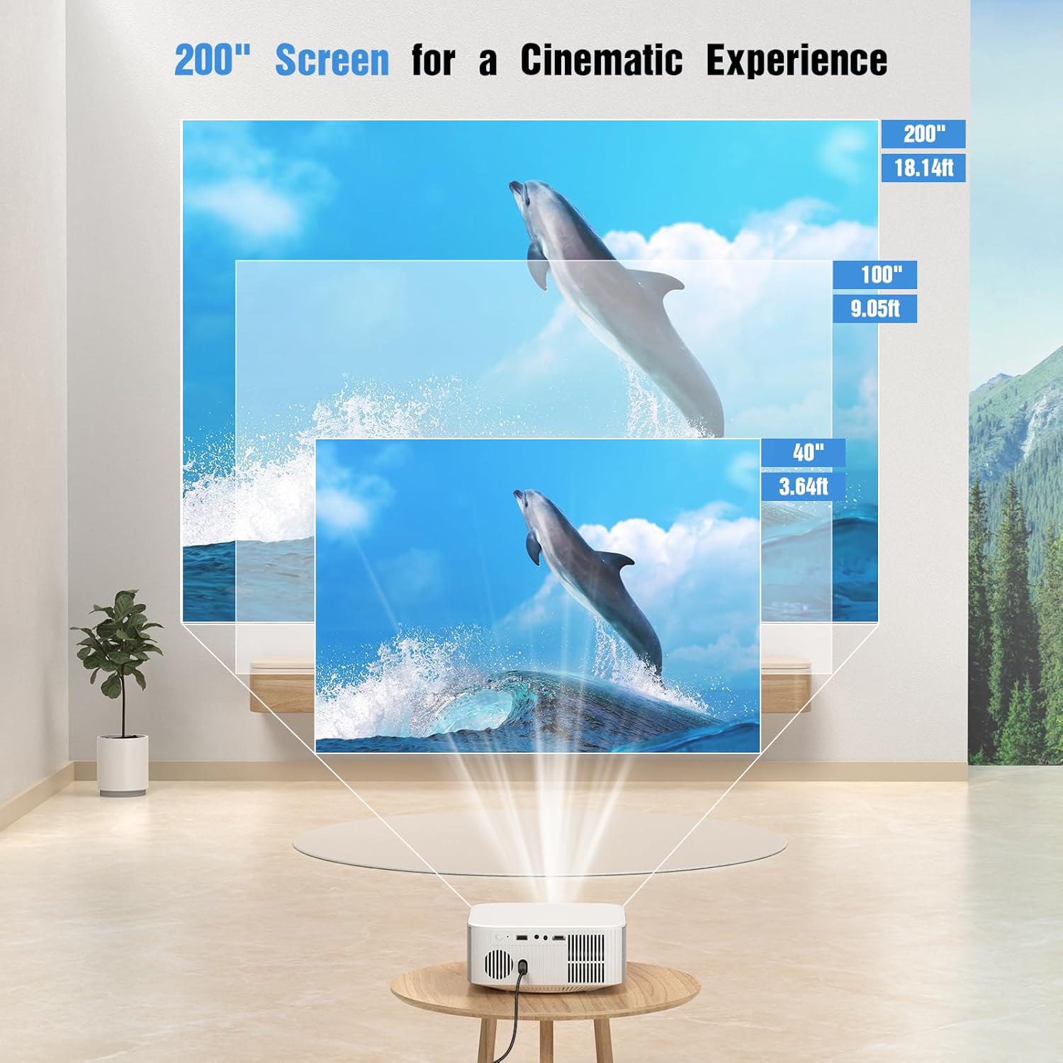 HAPPRUN 1080P Bluetooth al aire libre y proyector de cine en casa (HDMI / USB)