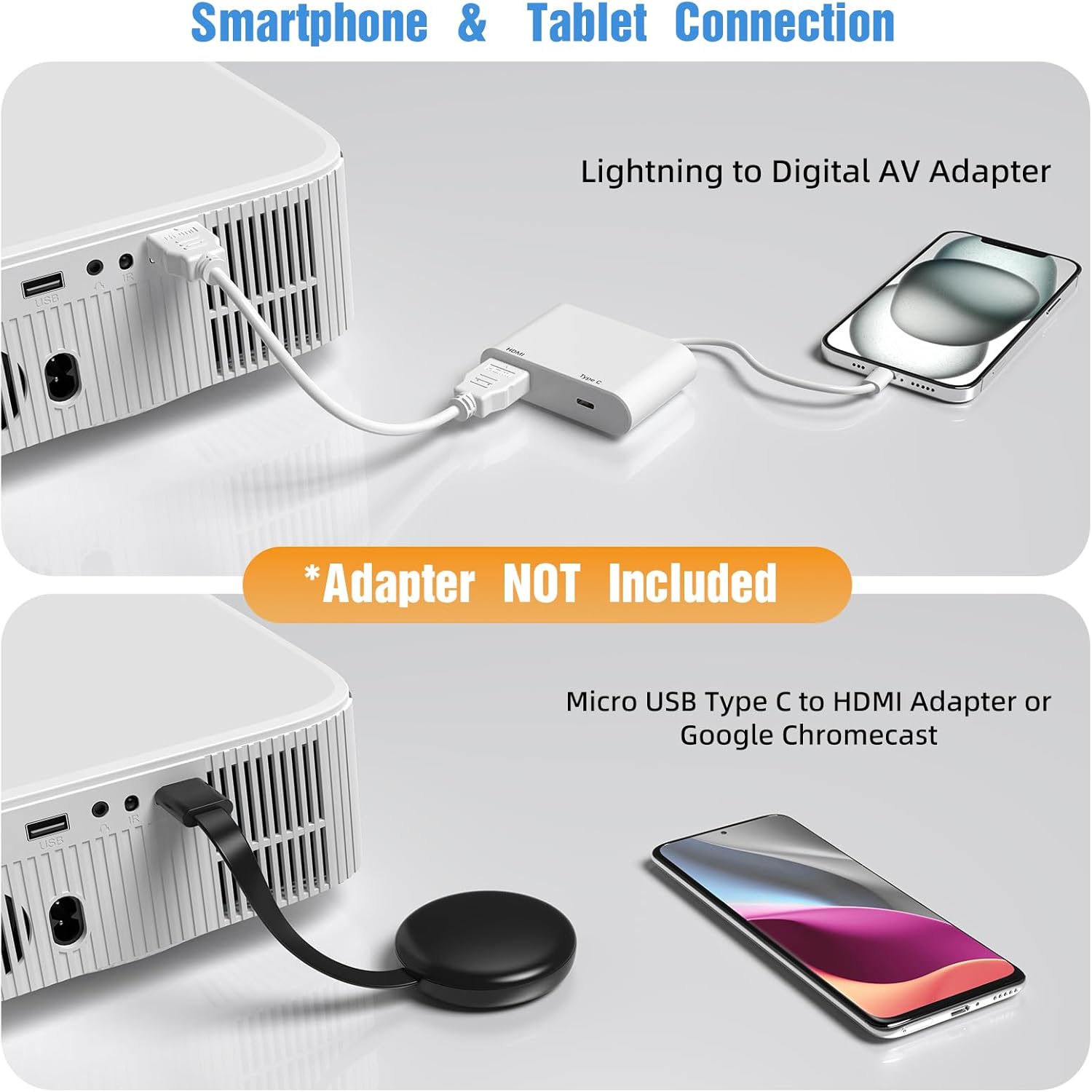 HAPPRUN 1080P Bluetooth al aire libre y proyector de cine en casa (HDMI / USB)